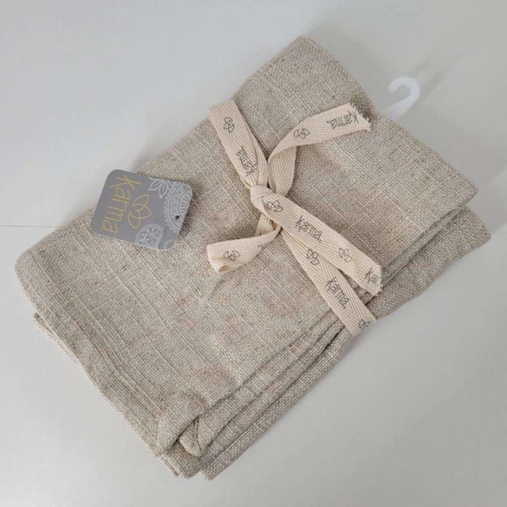 Karma‎ Solid Dinner Napkins Linen Blend Set of 2 Beige Tan 18x18 inches